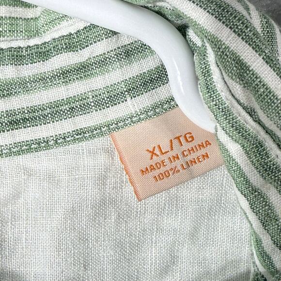 Tommy‎ Bahama Relax Button Shirt Mens XL Linen Striped Green - Picture 4 of 13